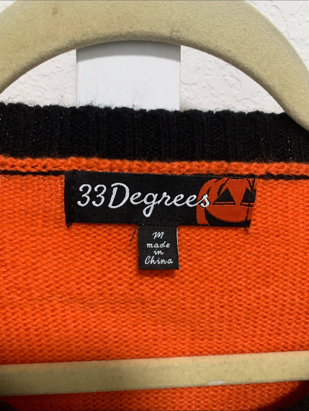 33 Degrees Orange Sweater with Black Bat Graphics - Picture 2 of 8